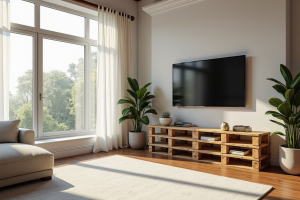 Décorer le mur avec une palette et un support TV : guide de bricolage créatif